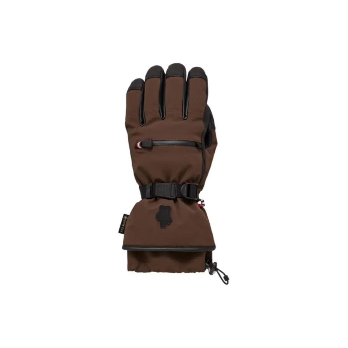 Moncler Nylon, Leather, Silicone, Sheepskin, Polyamide, Elastane, Polyester, Cotton Fabric Gloves Men's Brown