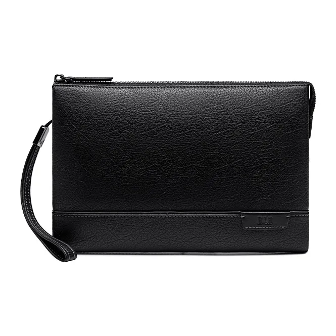HLA Top Grain Cow Leather Wallet Clutch Men's Black