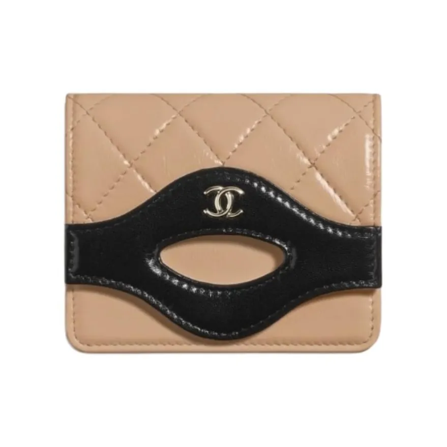 CHANEL Leather Wallet Women's Brown & Black