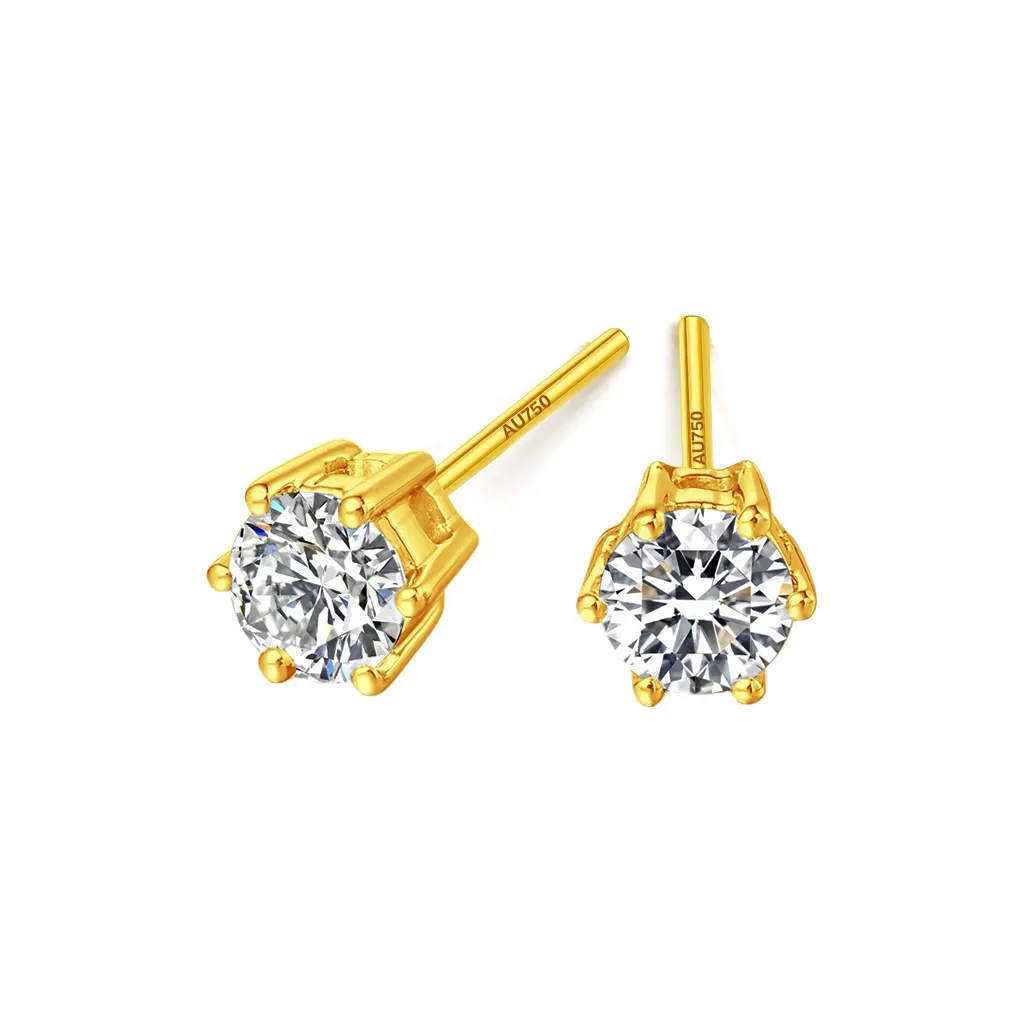 DAIRUO 18K Gold Stud Earrings Unisex