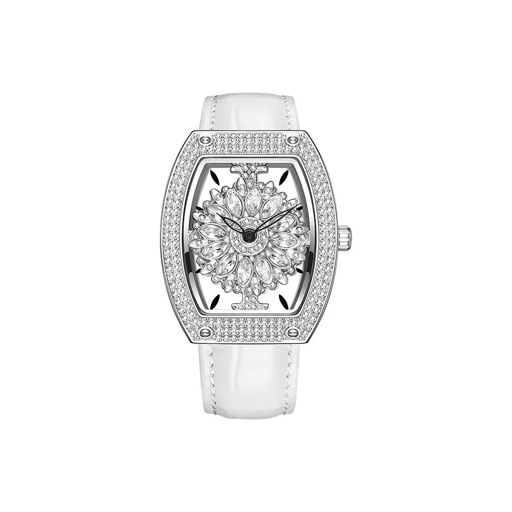 MINIFOCUS Кварцевый механизм натуральная кожа ремешок женские часы циферблат с открытым механизмом