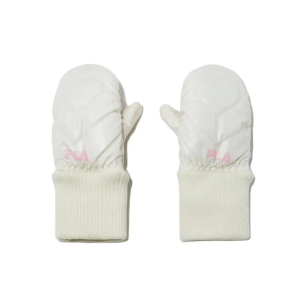 FILA Acrylic, Polyurethane, Natural Leather Gloves Kids' White