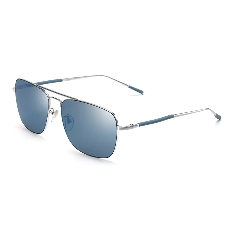 Jeep Titanium Aviator Sunglasses Men's Blue