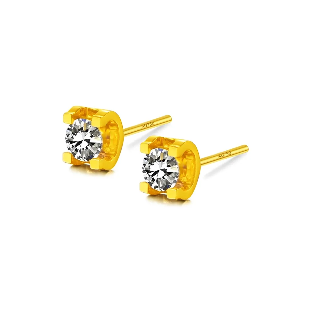 DAIRUO 18K Gold Stud Earrings Unisex