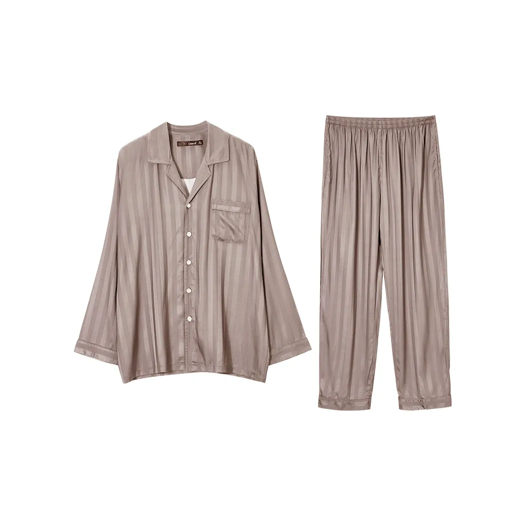 DAERLI Ice Silk Long Sleeved Pants Set For Sleepwear Men's
