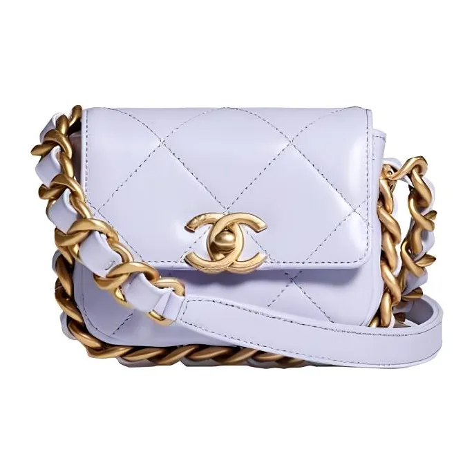 CHANEL 21K Winter Cow Leather Camera Bag, Handbag, Crossbody Bag, Shoulder Bag Mini Women's Taro Purple Lavender