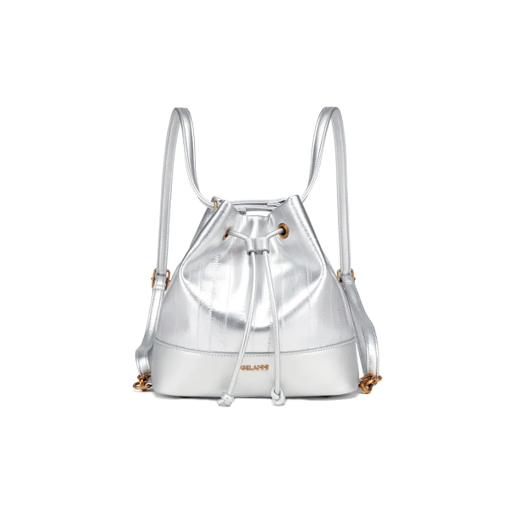 GELANNI ПУ (полиуретан) Сумка-ведро Сумка на плечо Рюкзак Стандартный Women's Silver Stream Светлый Drapery Светлый Бежевый