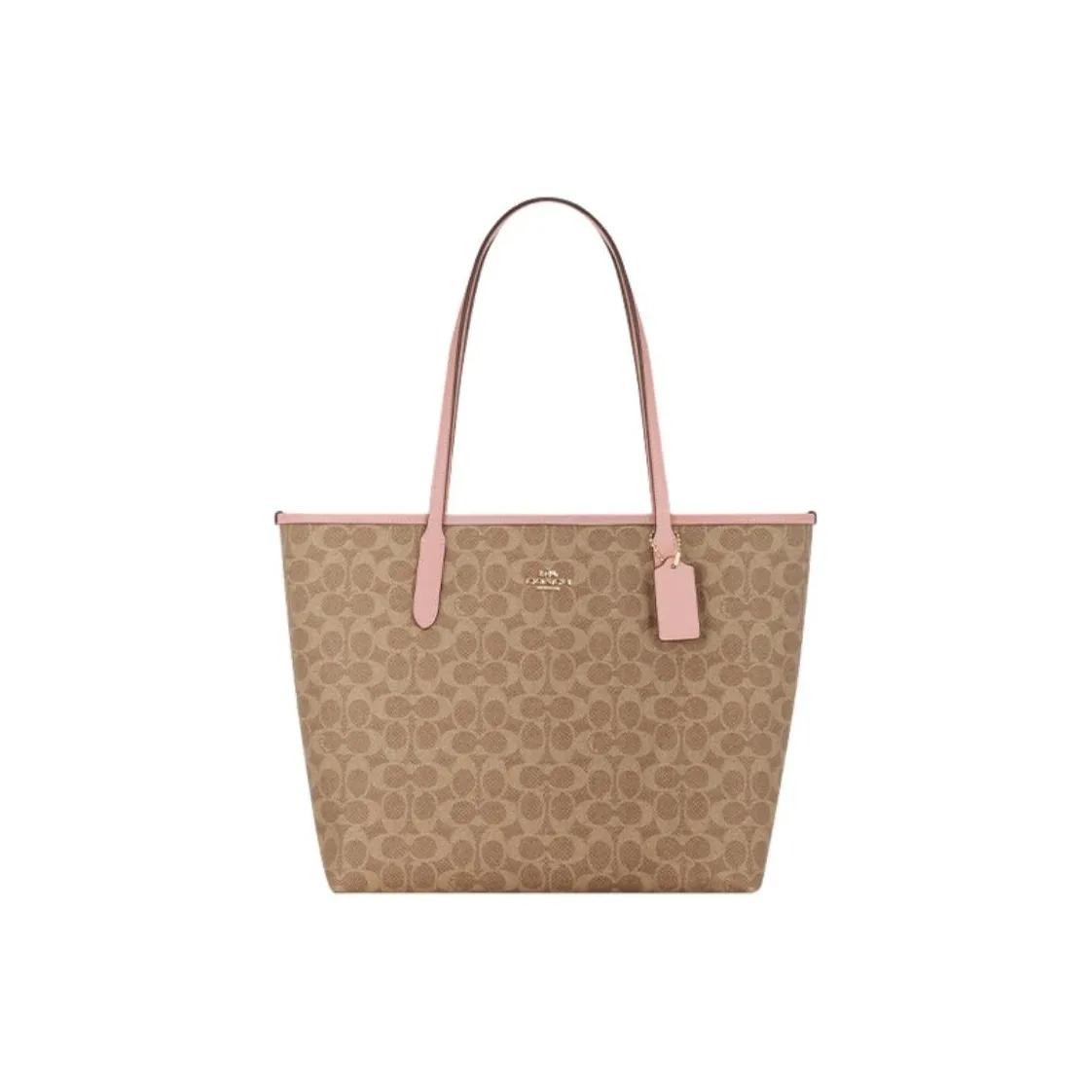 COACH City PVC Tote Bag Shopping Bag Handbag Shoulder Bag Large Size Women's Brown & Pink