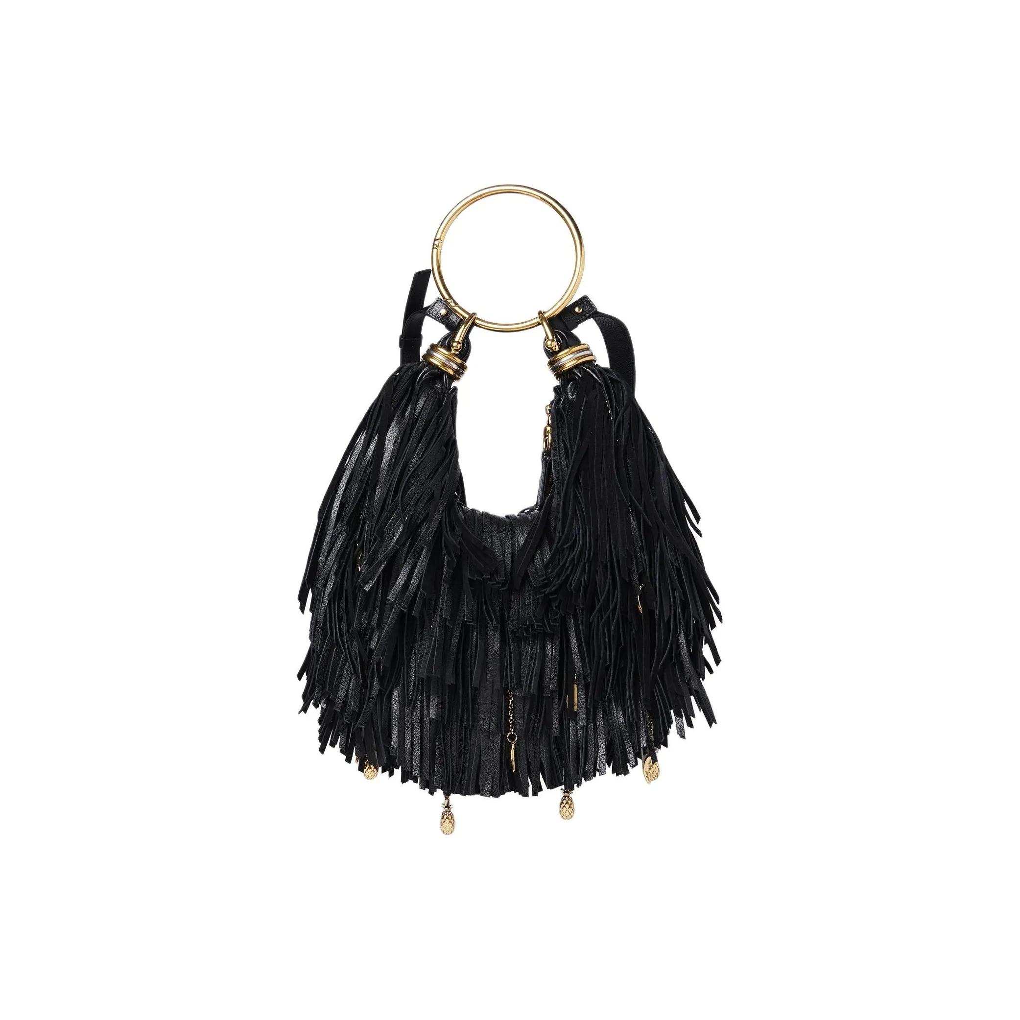 Chloe Buffalo Leather Shoulder Bag, Crossbody Bag Trumpets Women's Black