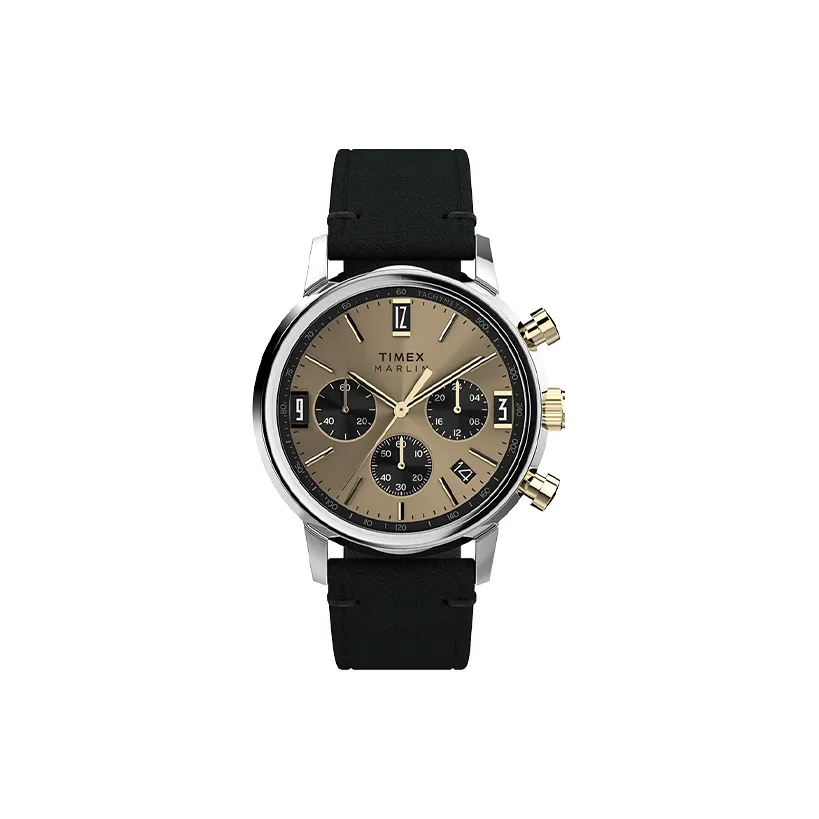 TIMEX Marlin Collection Кварцевые часы Кожаный ремешок 40 Золотистый циферблат Унисекс