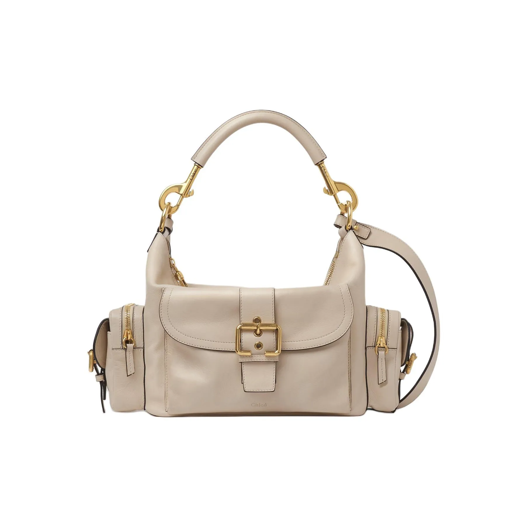 Chloe Natural Shiny Buffalo Leather Camera Bag Shoulder Bag Crossbody Bag Handbag Women's Brown
