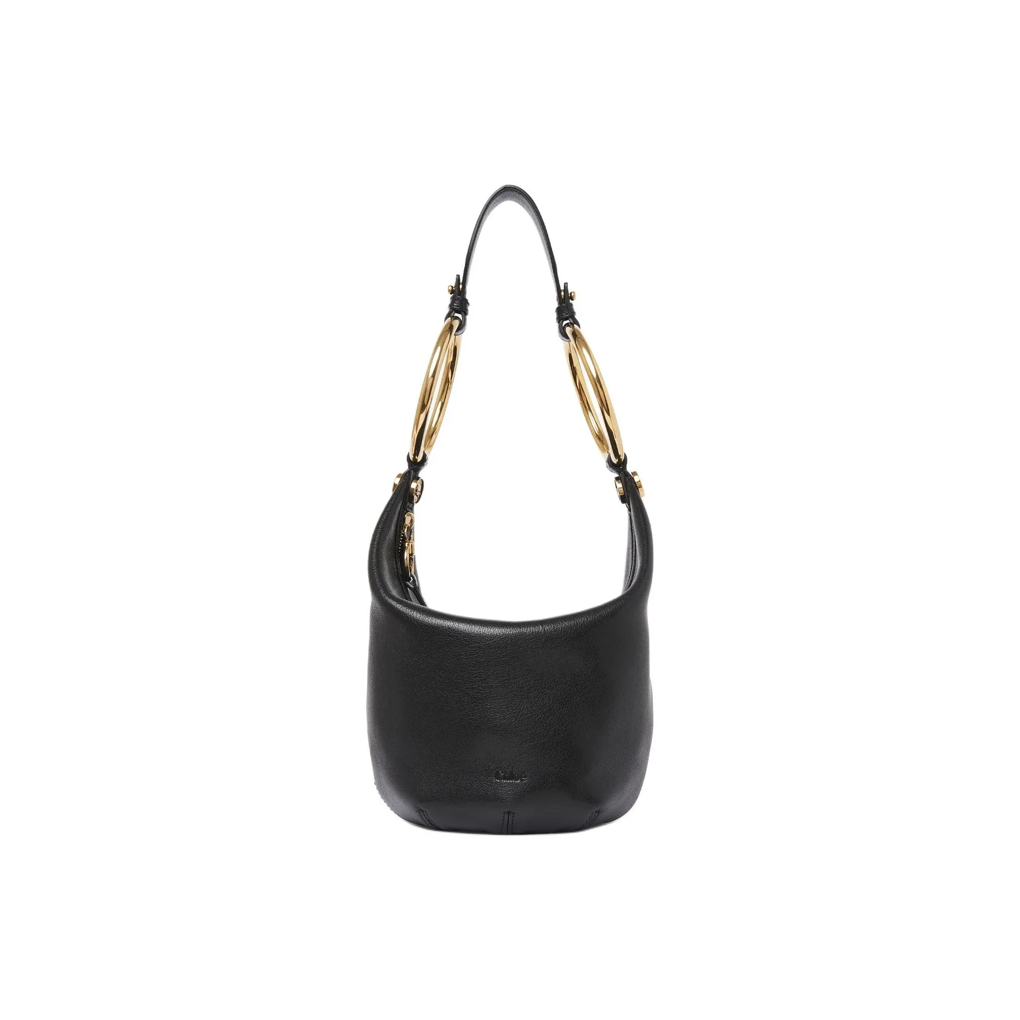 Chloe Grained Buffalo Leather One Shoulder Handbags Small Size Women's Black