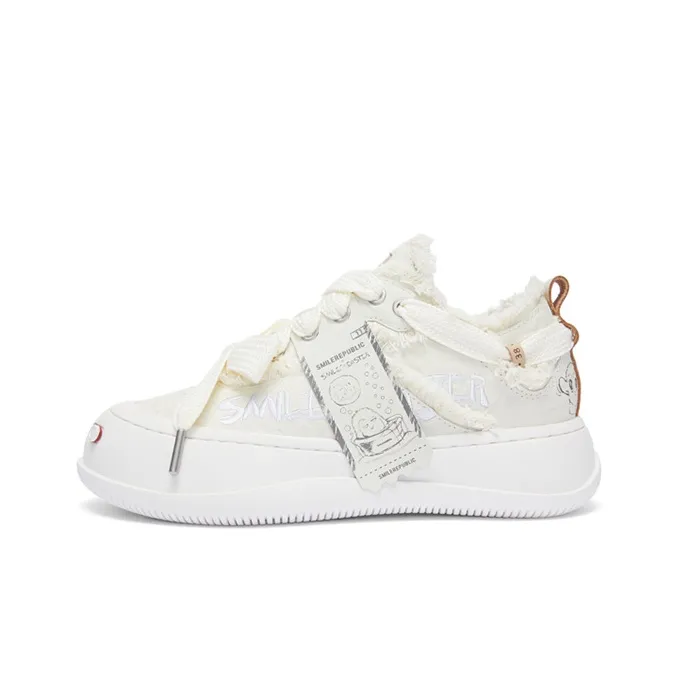 SMILE MONSTER x SMILEREPUBLIC Белый Cortex визуально увеличивает рост противоскользящие низкий топ кеды унисекс белый