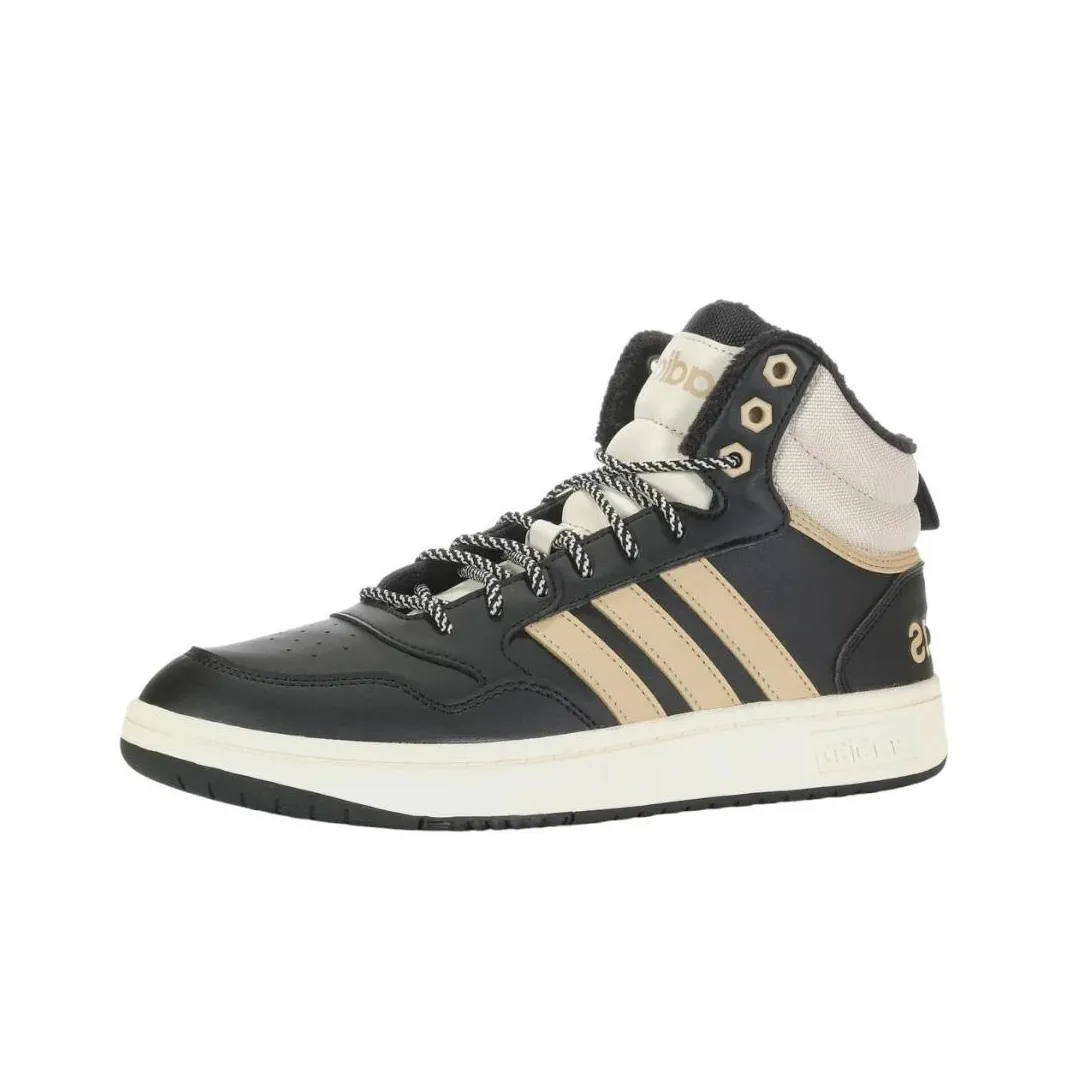 Adidas Hoops 3.0 Mid Winterized Classic Fur Lining Core Black Magic Beige Wonder White