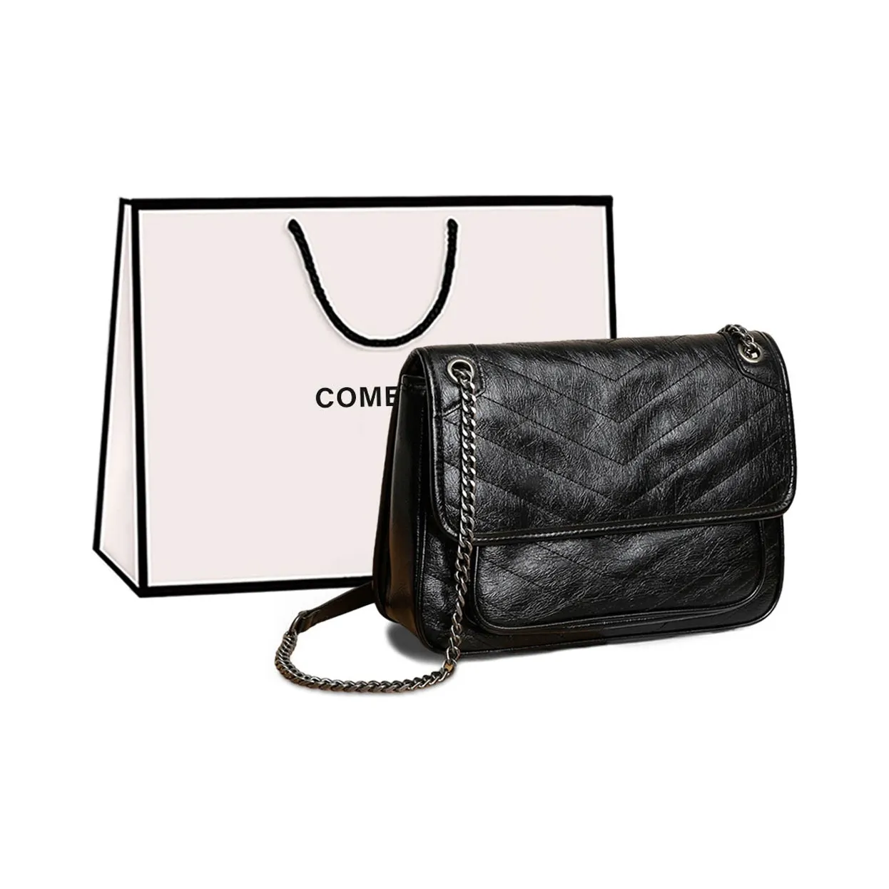 COMELY Сумка из синтетической кожи с цепочкой сумка через плечо сумка-мессенджер сумка-хобо стандартная женская черная
