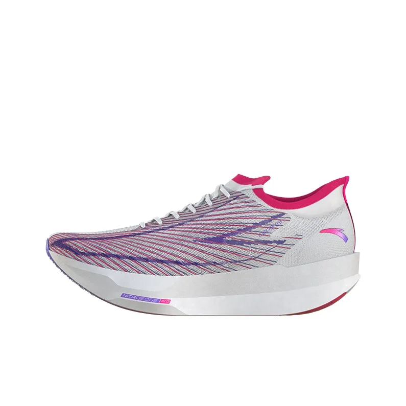 Anta C202 G9 Anti Slip Wear Resistant Low Top Carbon Plate Marathon Running Shoes Women's White Purple Red