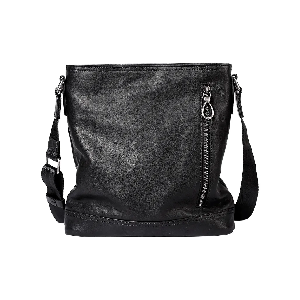 PABOJOE Растительное дубление крупнозернистая текстура кожа коровы сумка через плечо стандартная мужская черная