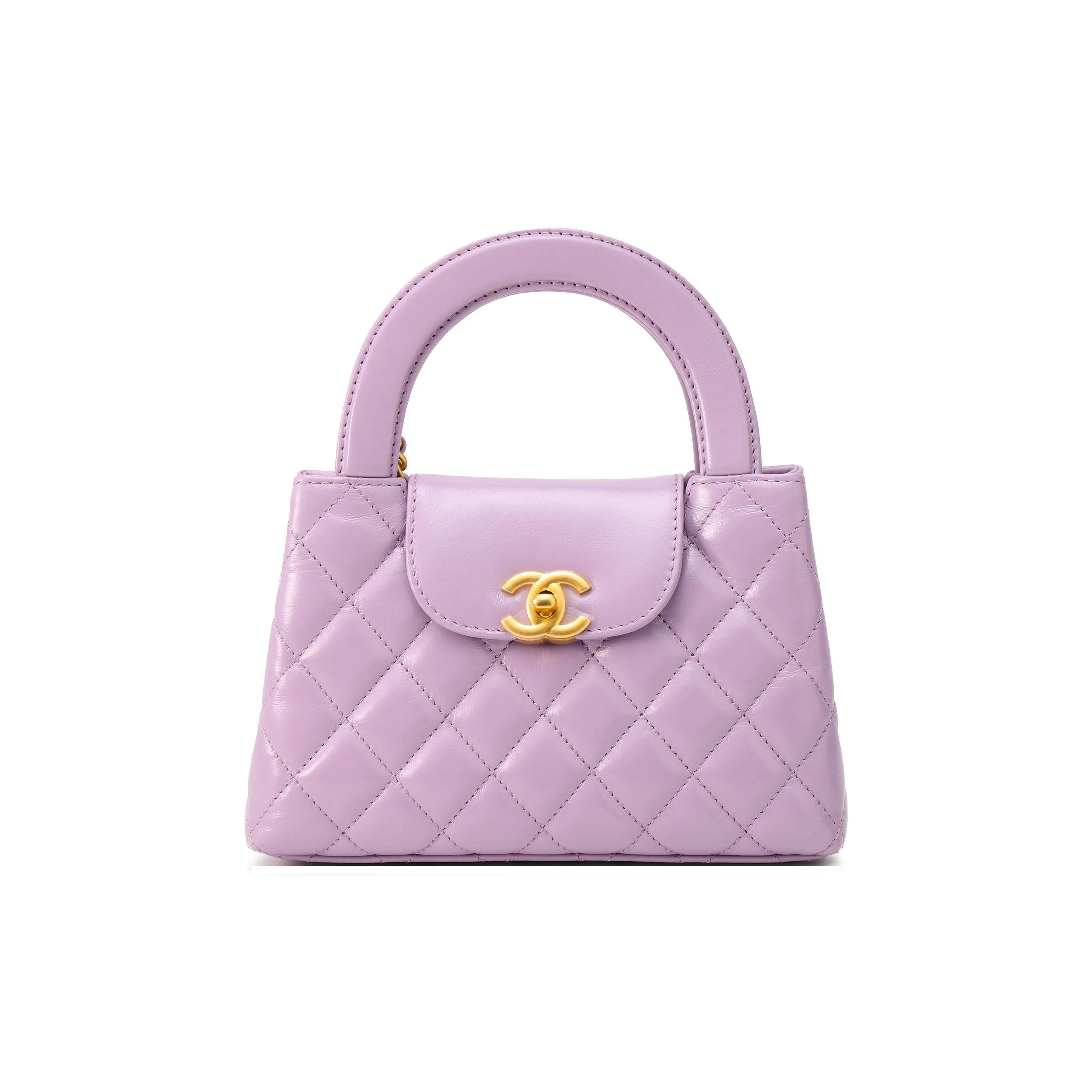 CHANEL Calfskin Crossbody One Shoulder Handbag Mini Women's Taro Purple