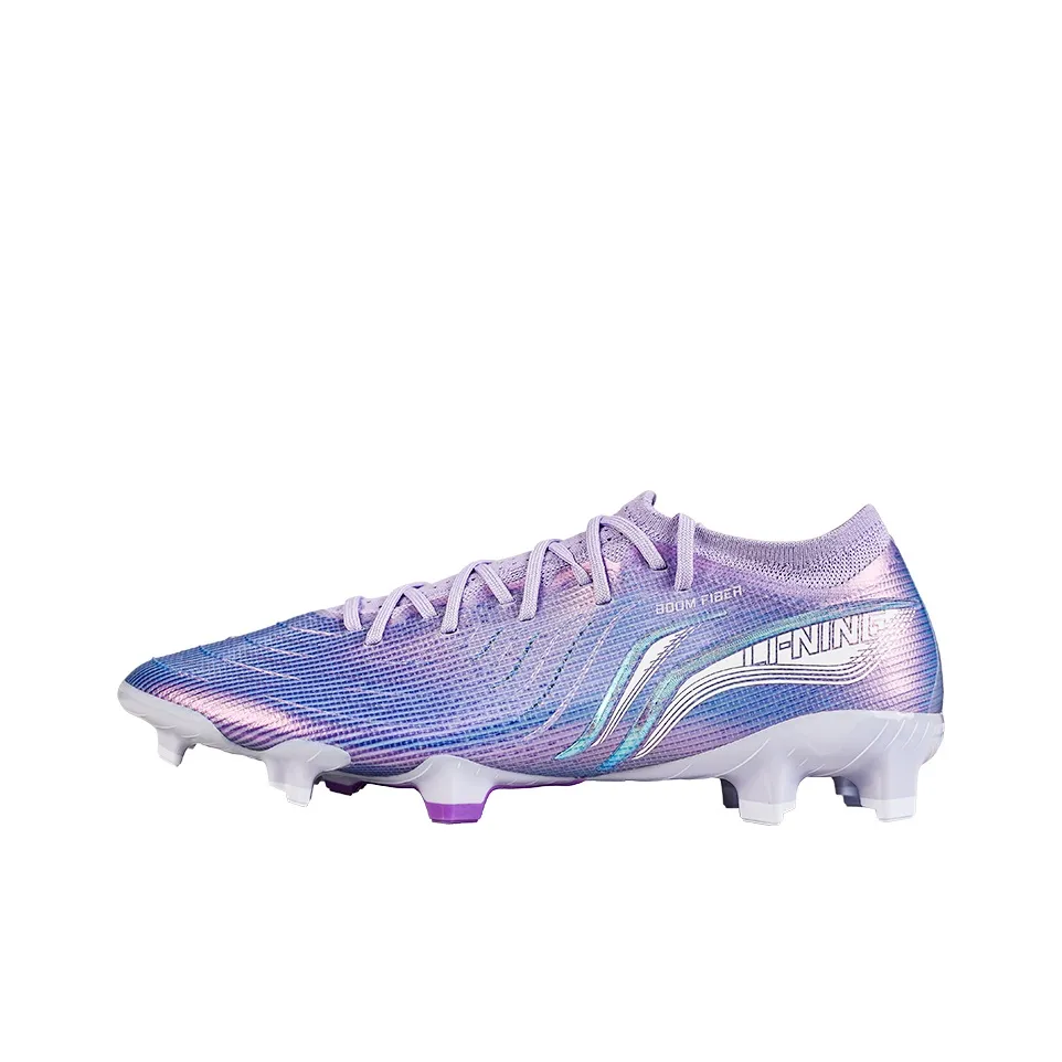 LiNing FG Firm Ground Artificial Ground Cushioning, Wear Resistant Soccer Shoes Men's Blue Purple