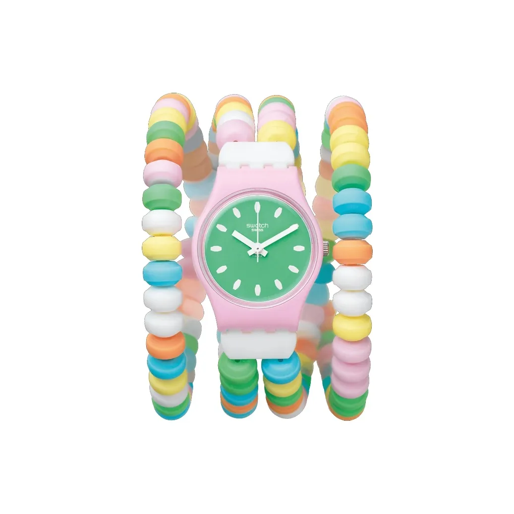 SWATCH Original Collection Кварцевый механизм Женские часы 25 мм Зеленый циферблат Пластиковый корпус Часы Пластиковый ремешок