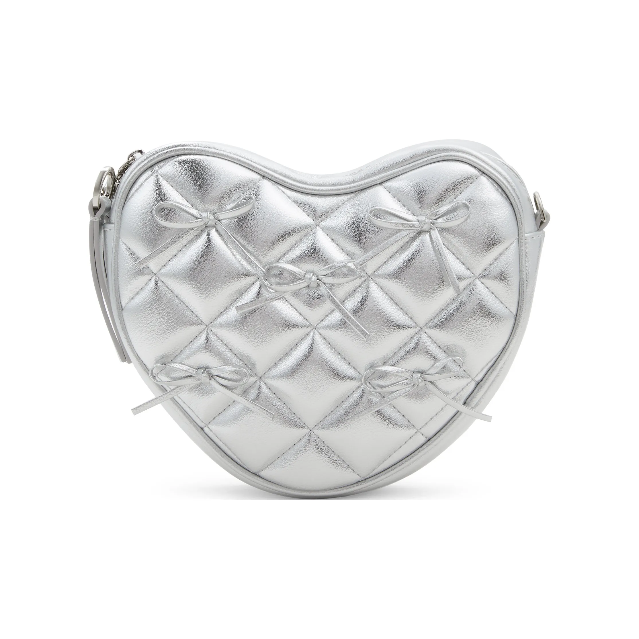 CHARLES&KEITH PU Heart Bag Crossbody Bags Small Women's Silver/Pink