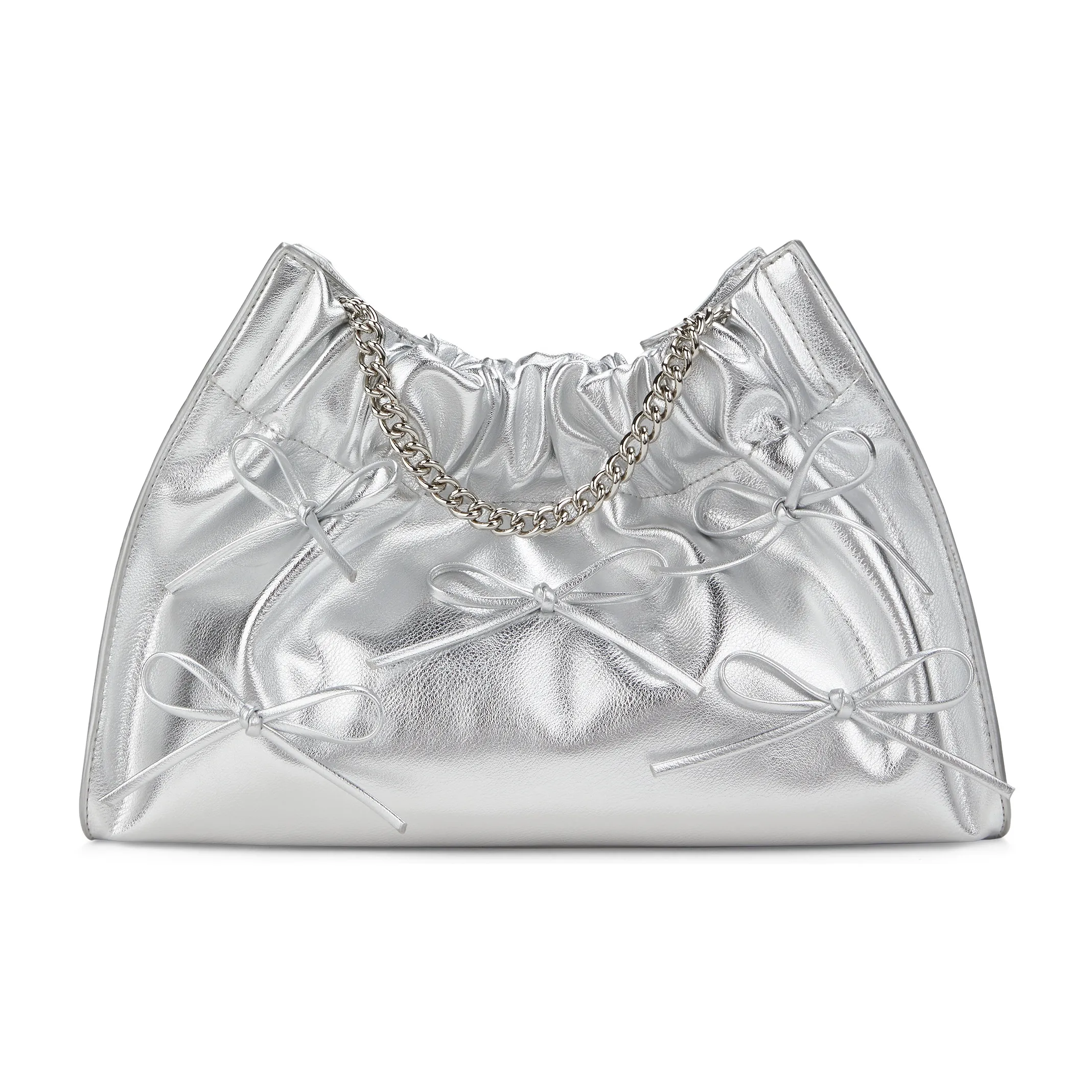 CHARLES KEITH ПУ (полиуретан) Полиуретан Сумка через плечо Сумка на плечо Большая Женская Черная Серебряная