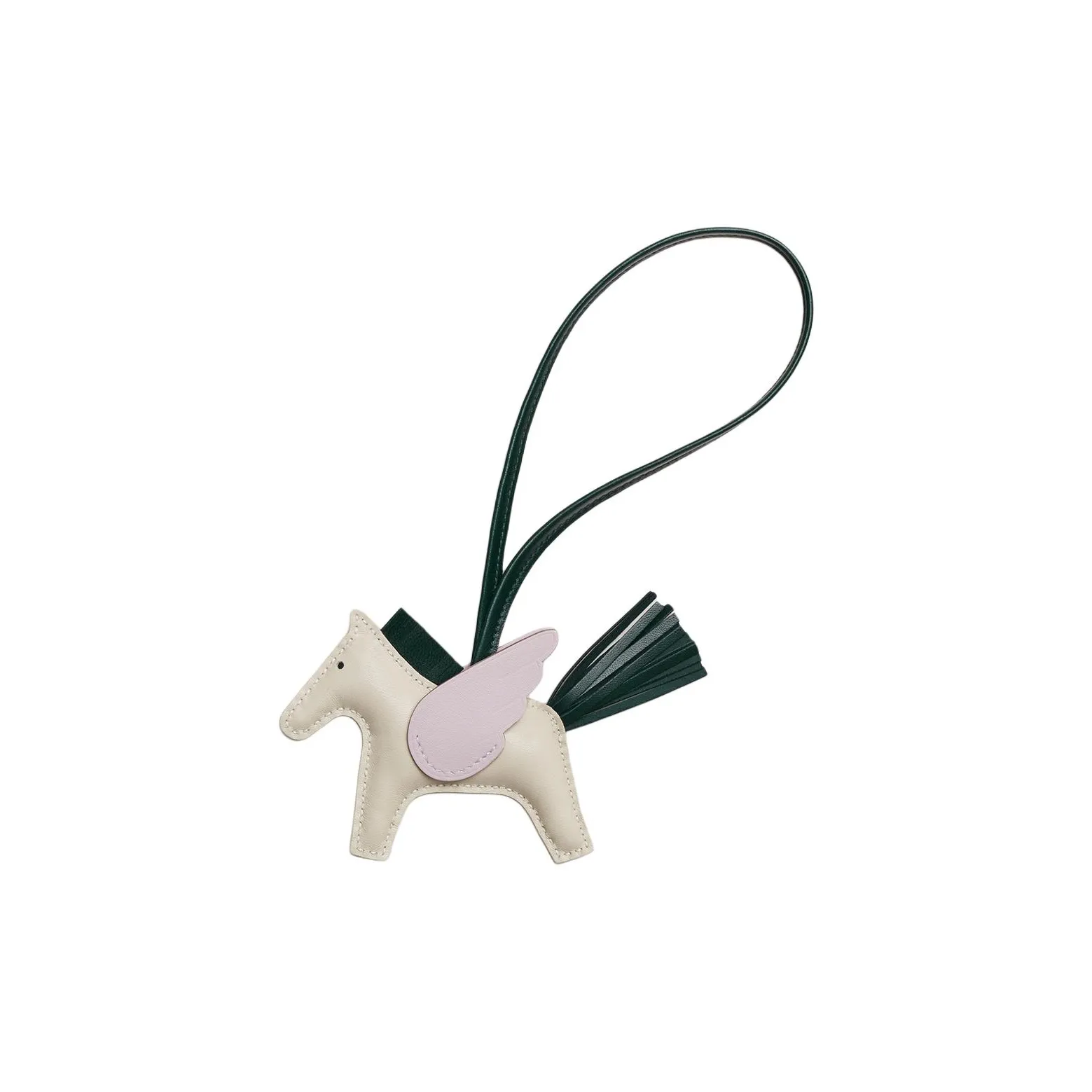 HERMES Sheepskin Pendants Unisex Chalk White/Cypress Green/Light Purple