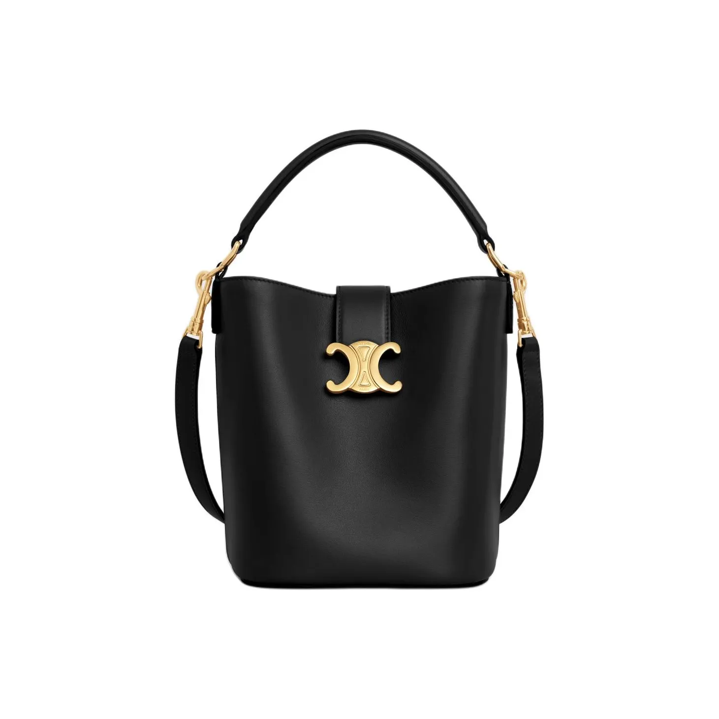 CELINE Cow Leather Bucket Bag, Shoulder Bag, Crossbody Bag, Handbag Trumpets Women's Black