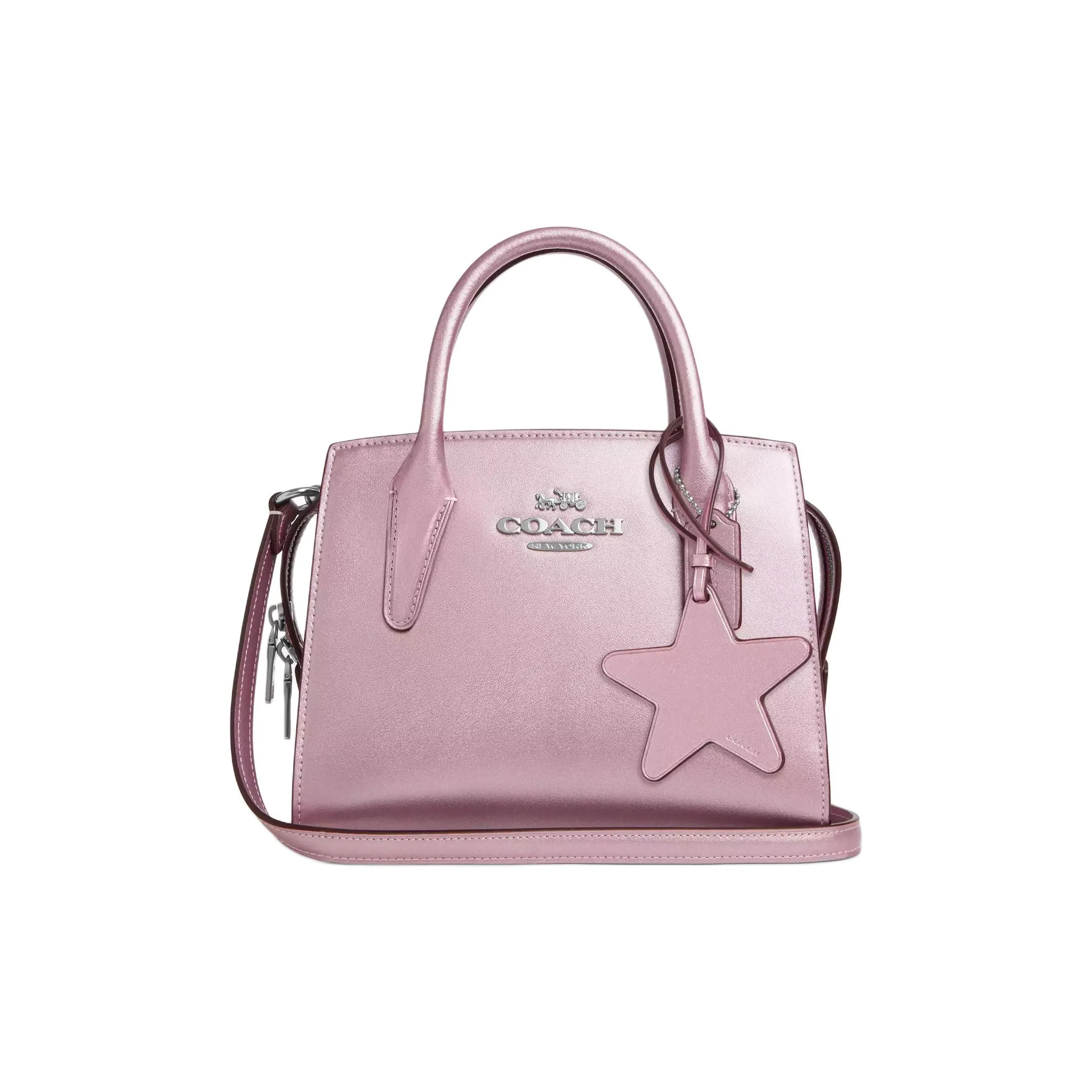 COACH Перламутровая гладкая кожа сумка через плечо маленькая сумка женская розовая