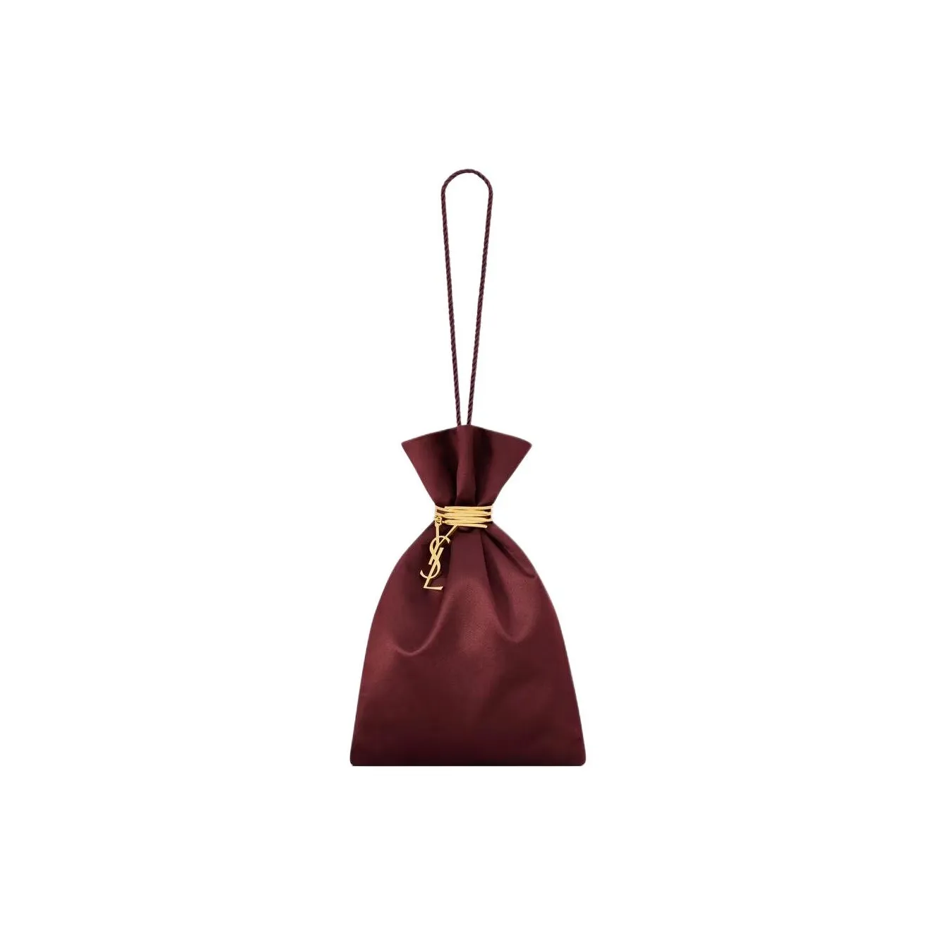 SAINT LAURENT Nylon Viscose Thread Evening Party Clutch Women's Burgundy