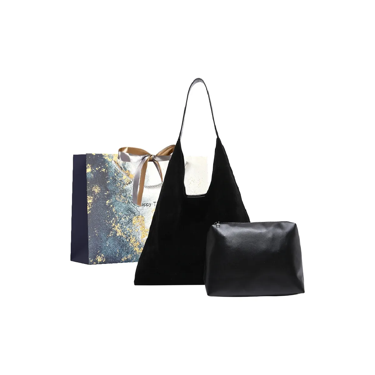 Iman's House Suede With PU Coating Shoulder Bag Women's Black/Coffee/Brown/Leopard Print