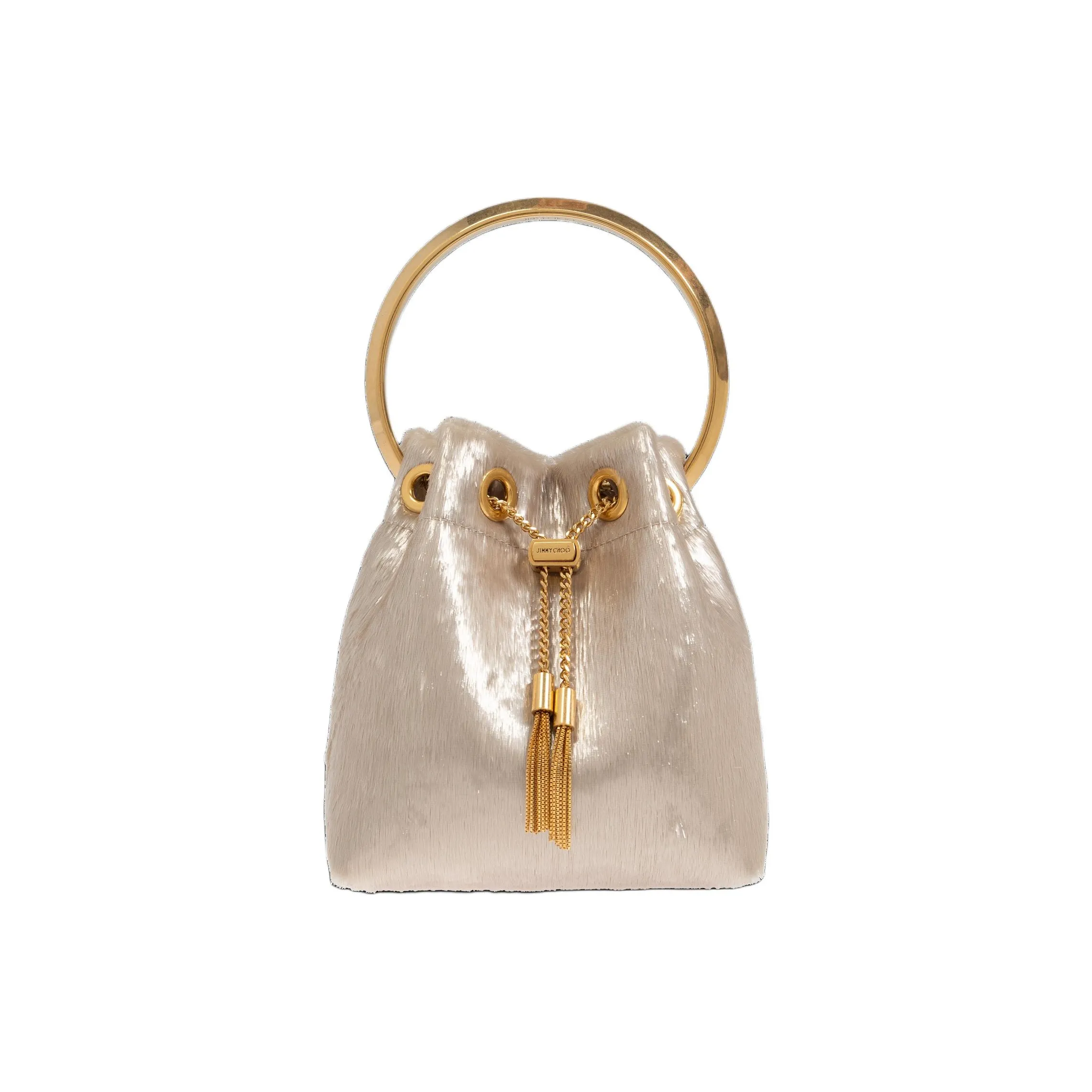 Jimmy Choo Fabric One Shoulder Handbag Crossbody Bag Women's Champagne Gold