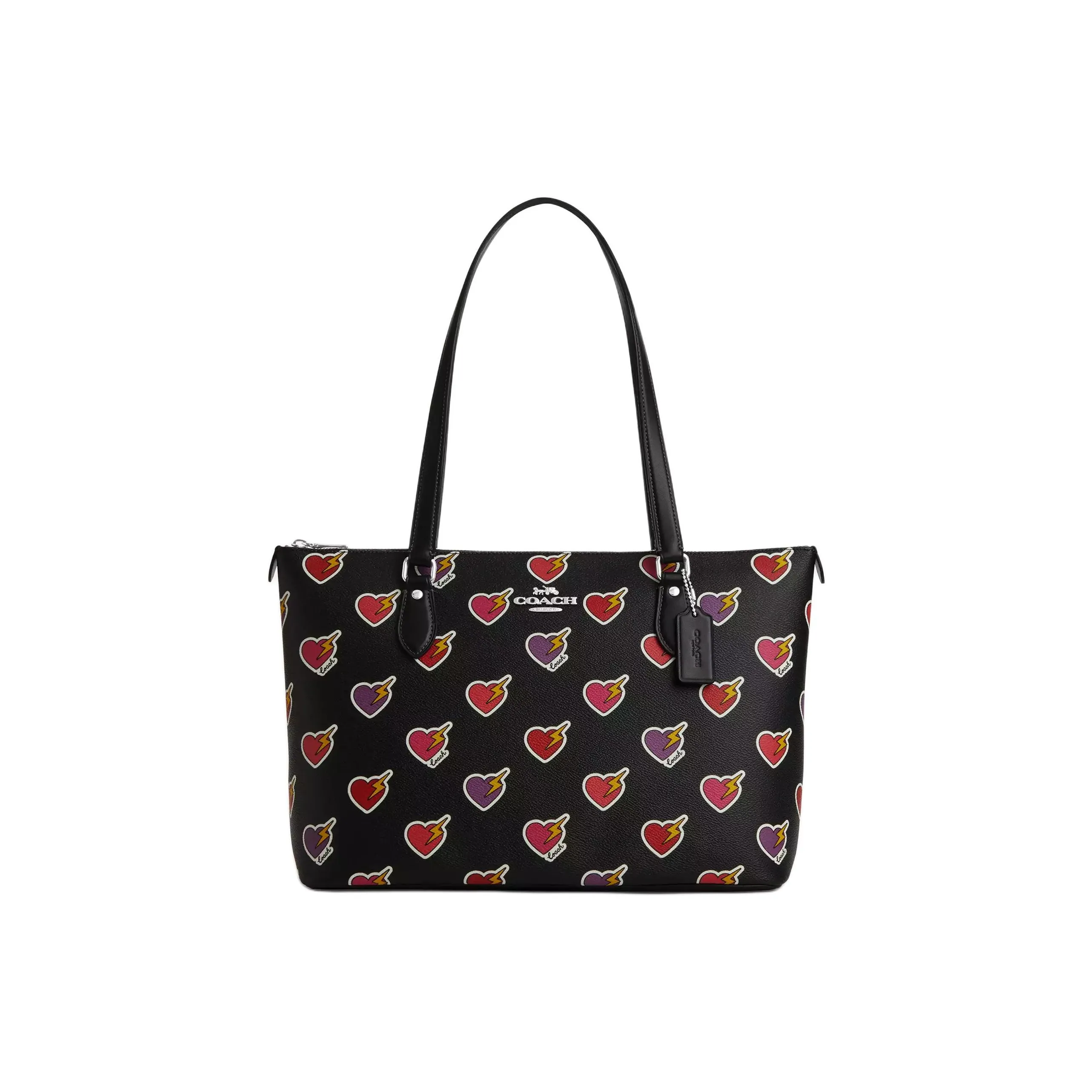 COACH Gallery Покрытый холст Сумка-тоут Сумка для покупок Сумка через плечо Сумка Большая Женская Черная