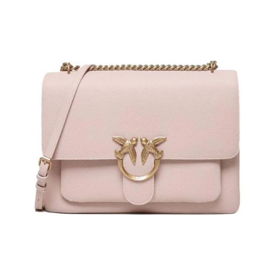 PINKO LOVE Series Leather Crossbody Bag, Shoulder Bag Women's Pink