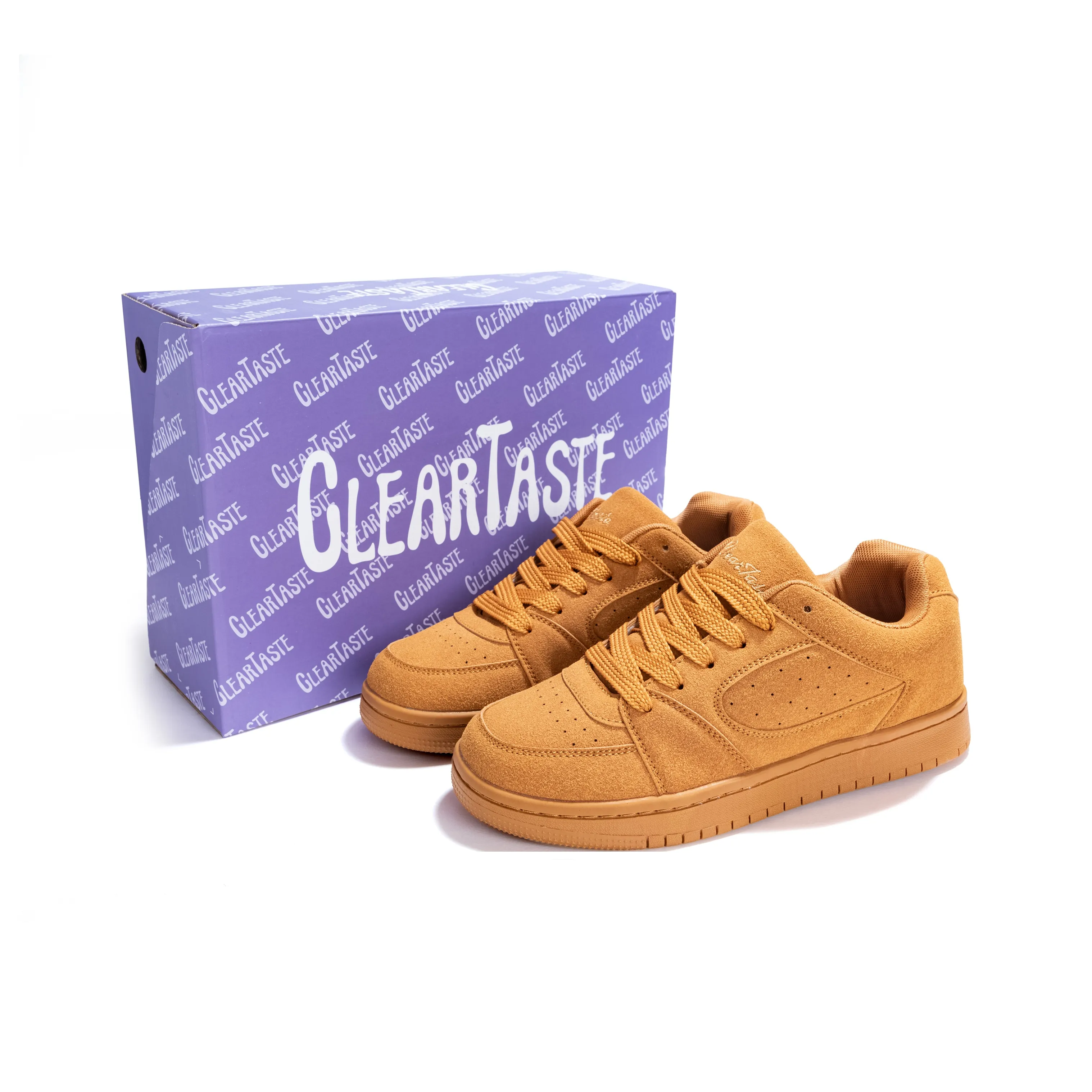 CLEARTASTE Cushioning Abrasion Resistant Lightweight Slip Resistant Low Top Skateboard Shoes Unisex Wheat Gift Box Set