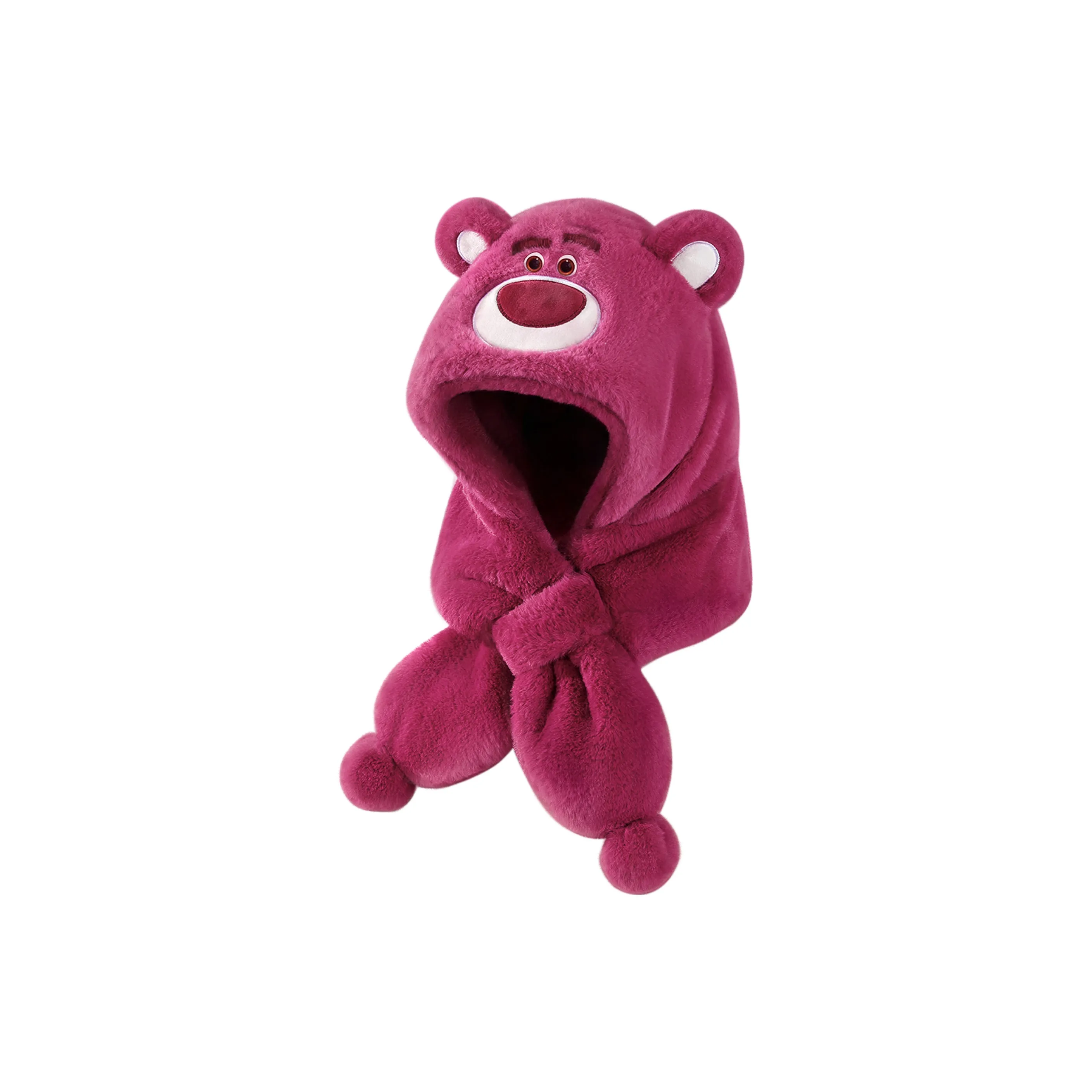 Disney Strawberry Bear Series Трикотажная ткань Плюшевый Капюшоны и плюшевые шапки Женские Розово-красный