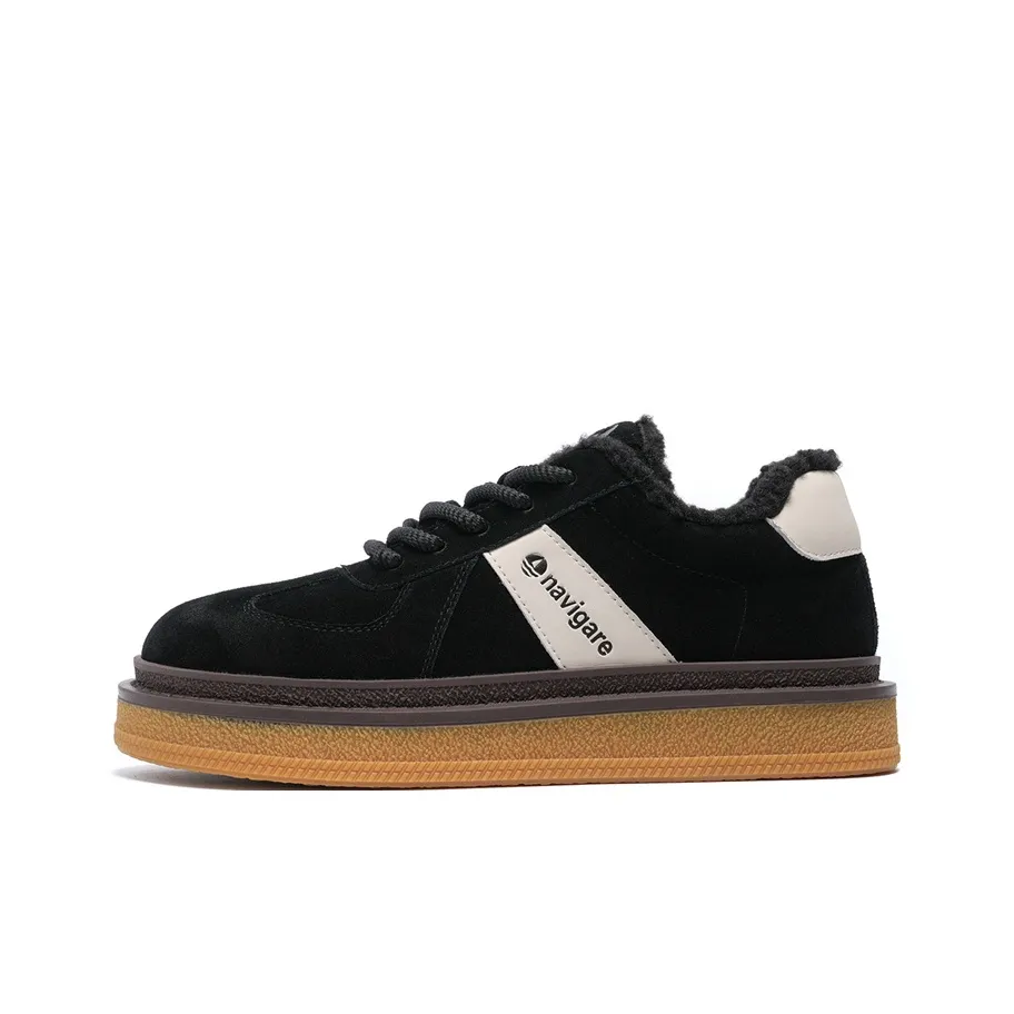 NAVIGARE Итальянская версия Маленький Парус Высота Увеличивающие Низкие Кроссовки для скейтбординга с флисовой подкладкой Женские Черные