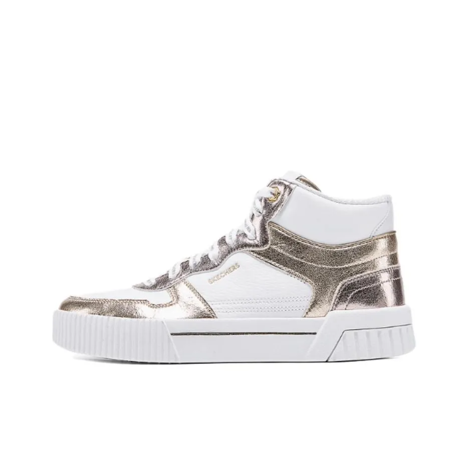 Skechers Court Classics High Топ Скейтборд Кроссовки Женские Белые Золотые
