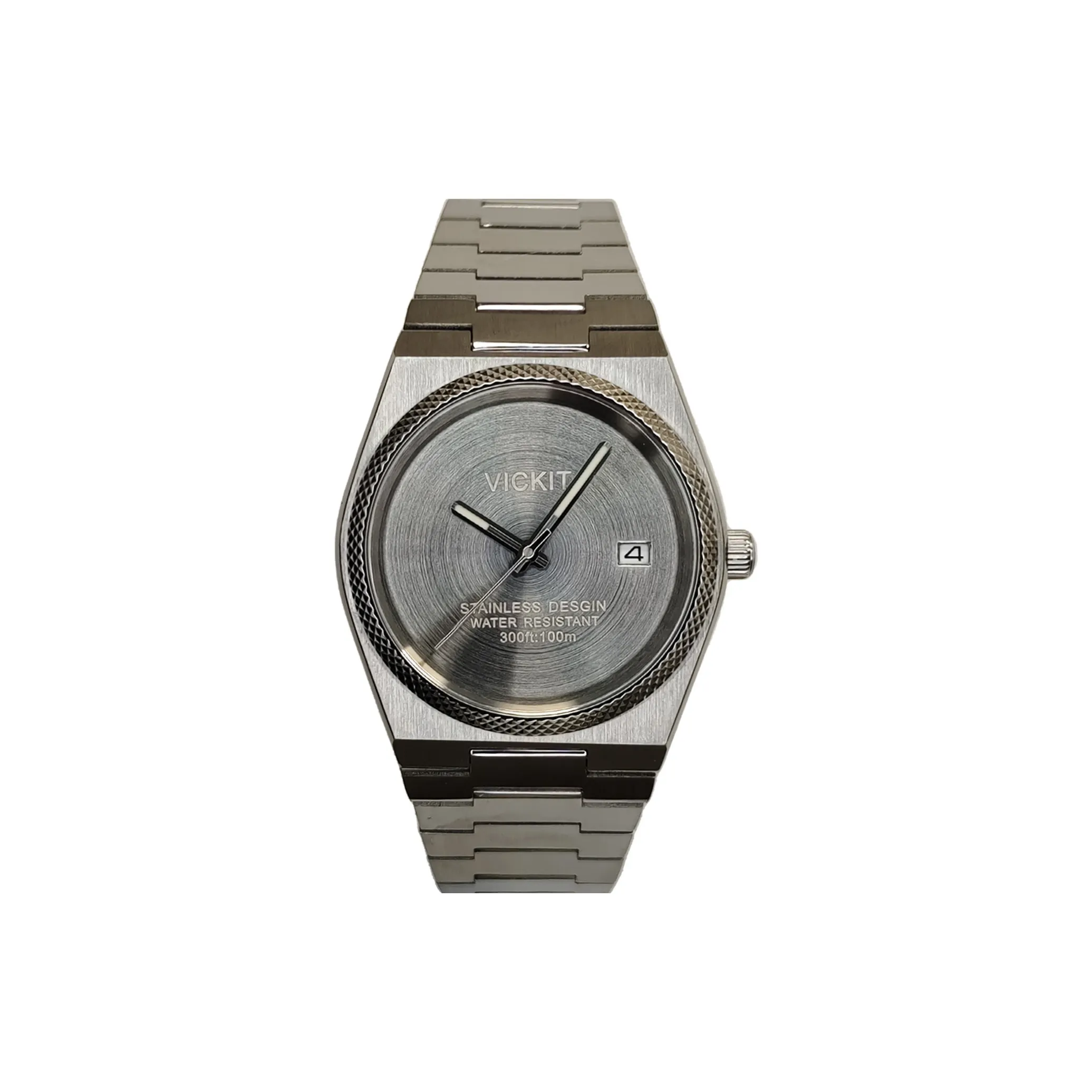 Vickit Mechanical Movement Stainless Steel Strap Watch Men's Watches Silver Dial