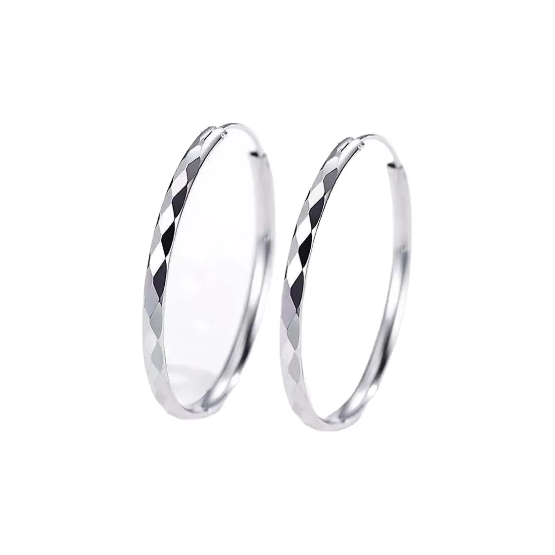 Stone Edge Poly Sterling Silver Earring 999 Fine Silver Unisex