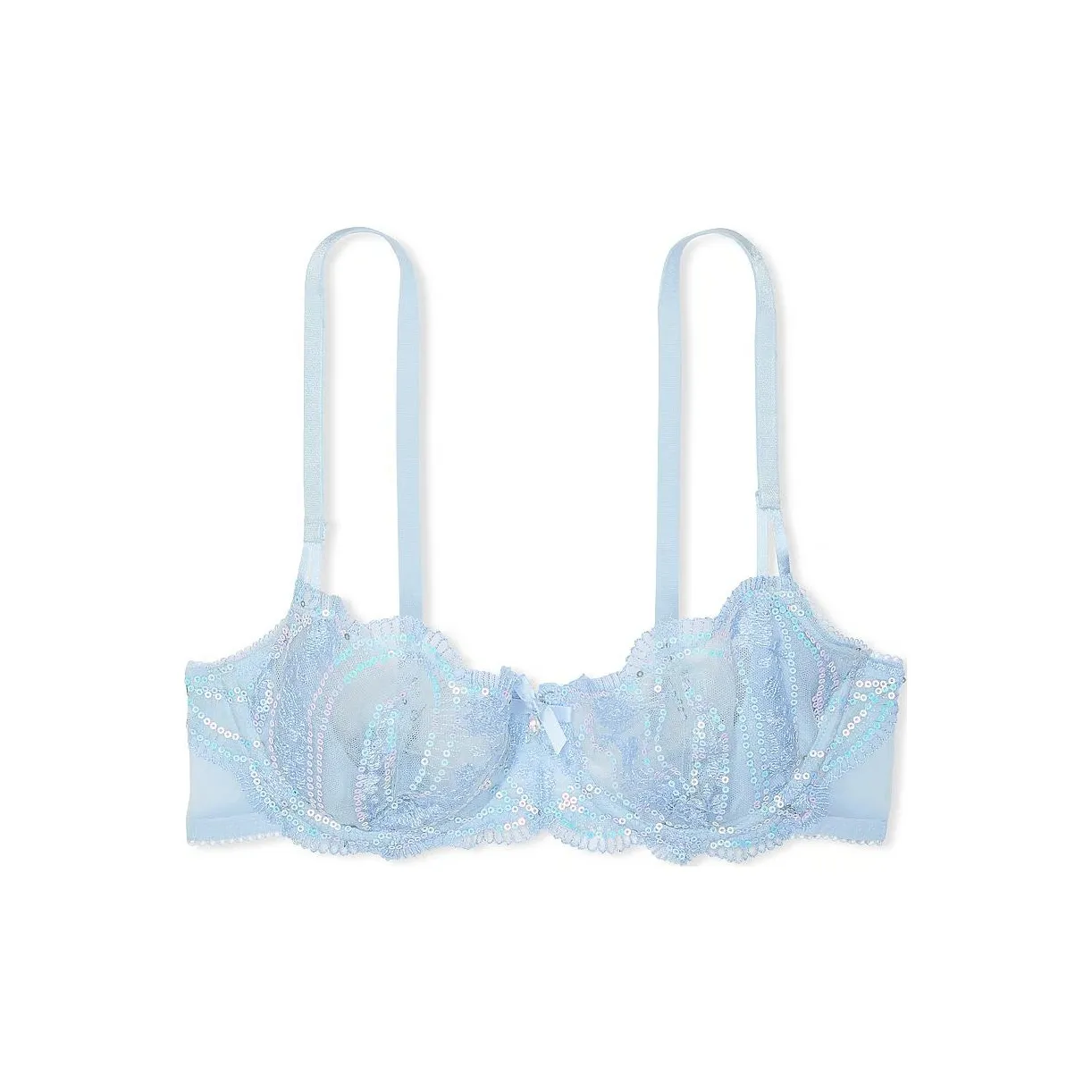 Victoria's Secret Dream Angels Wicked Twinkle Strap Unlined Lace Balcon/LB Bra Women's Blue