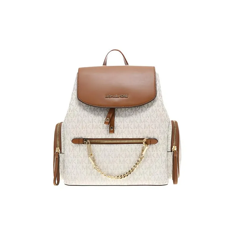 MICHAEL KORS Jet Set Leather Backpack Women's Vanilla & Brown