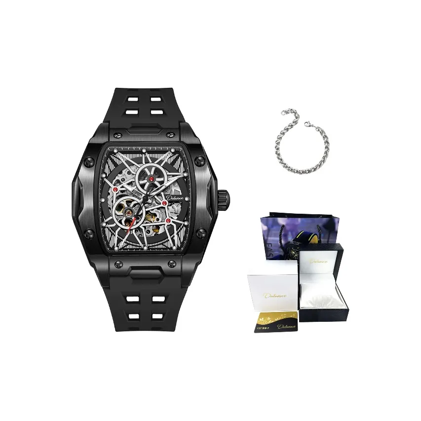 Dulunwe Linker Collection Автоматический Механический Механизм Резиновый Ремешок Часы Мужские Белый Циферблат