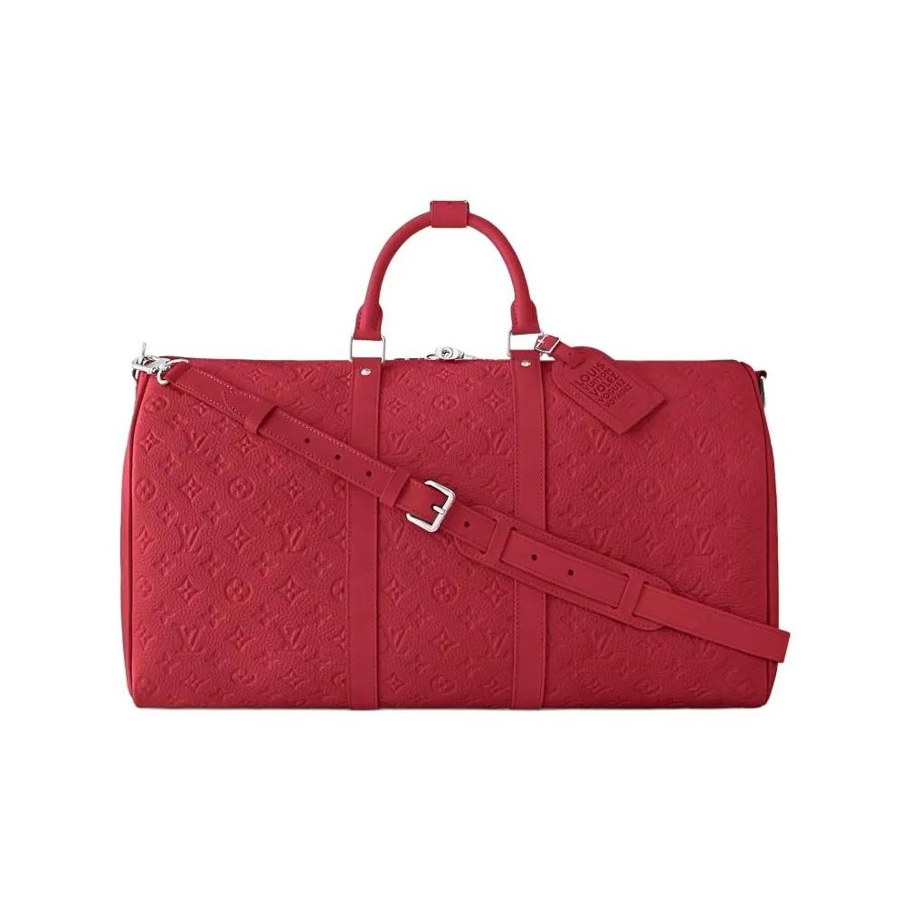 LOUIS VUITTON Keepall Taurillon Cow Leather Travel Bag Women's