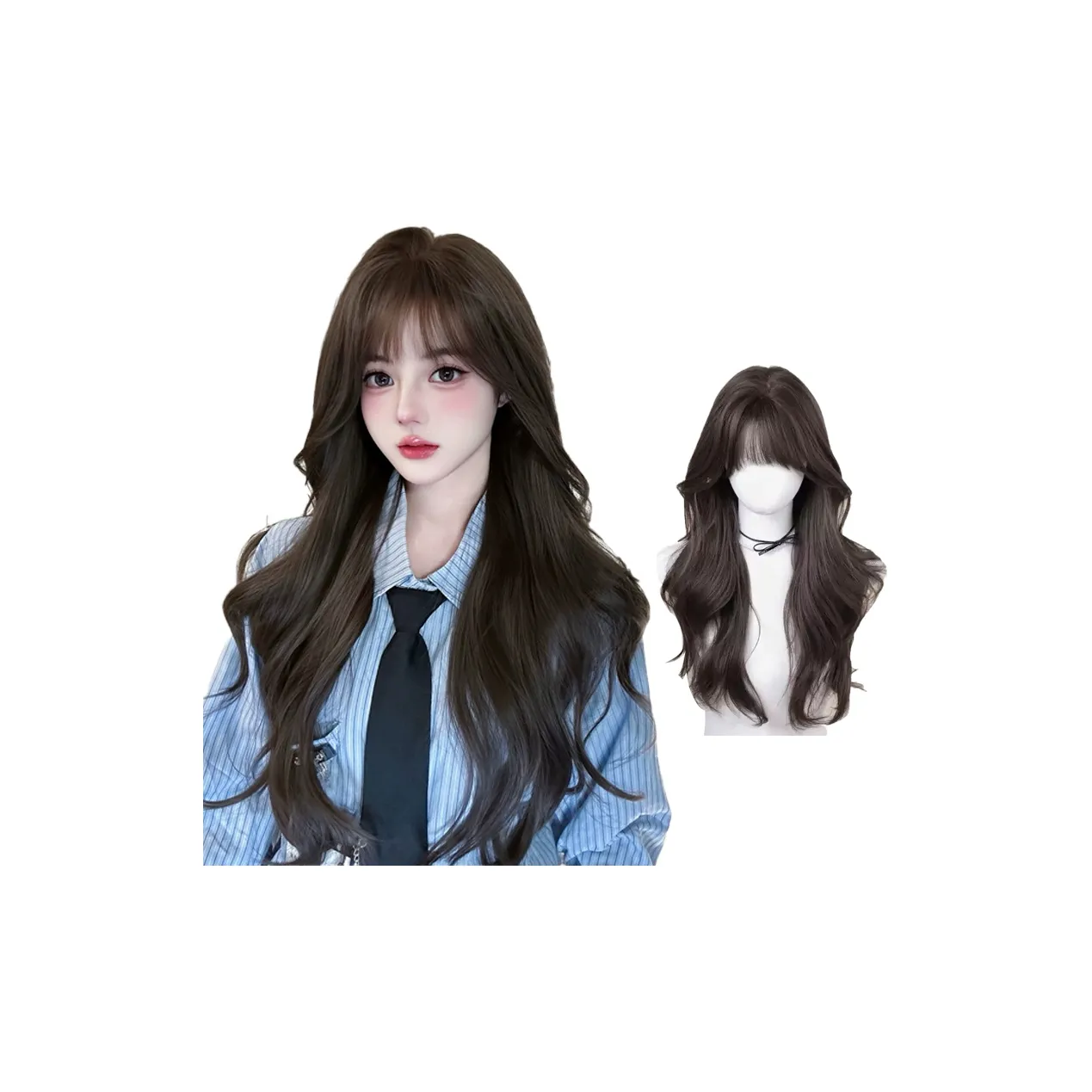 YOUXI Симулированный Большой Scalp с Случайными Шовными Линии Длинные Кудрявые Волосы Большой Волной Перука