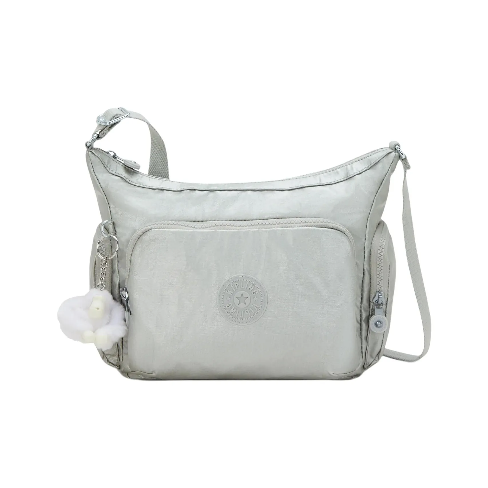 Kipling Polyamide Shoulder Bag, Crossbody Bag Medium Size Women's Silver
