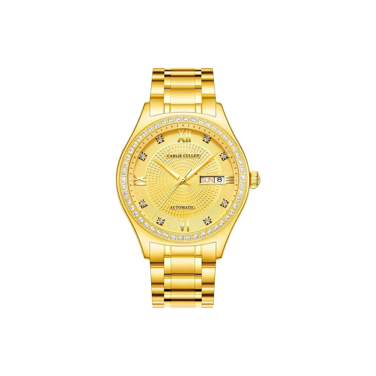 CARLIECULLEN Automatic Mechanical Movement Stainless Steel Watchband Watch Men's Watches Gold Dial