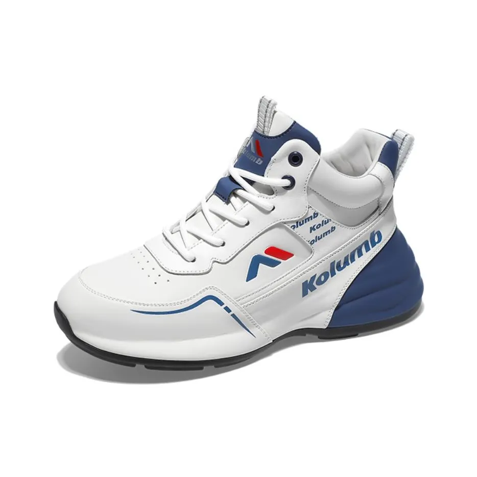 KOLUMB Антискользящий и Износостойкий Увеличивающий Высоту Высокий Топ Повседневный Мужской Белый Синий