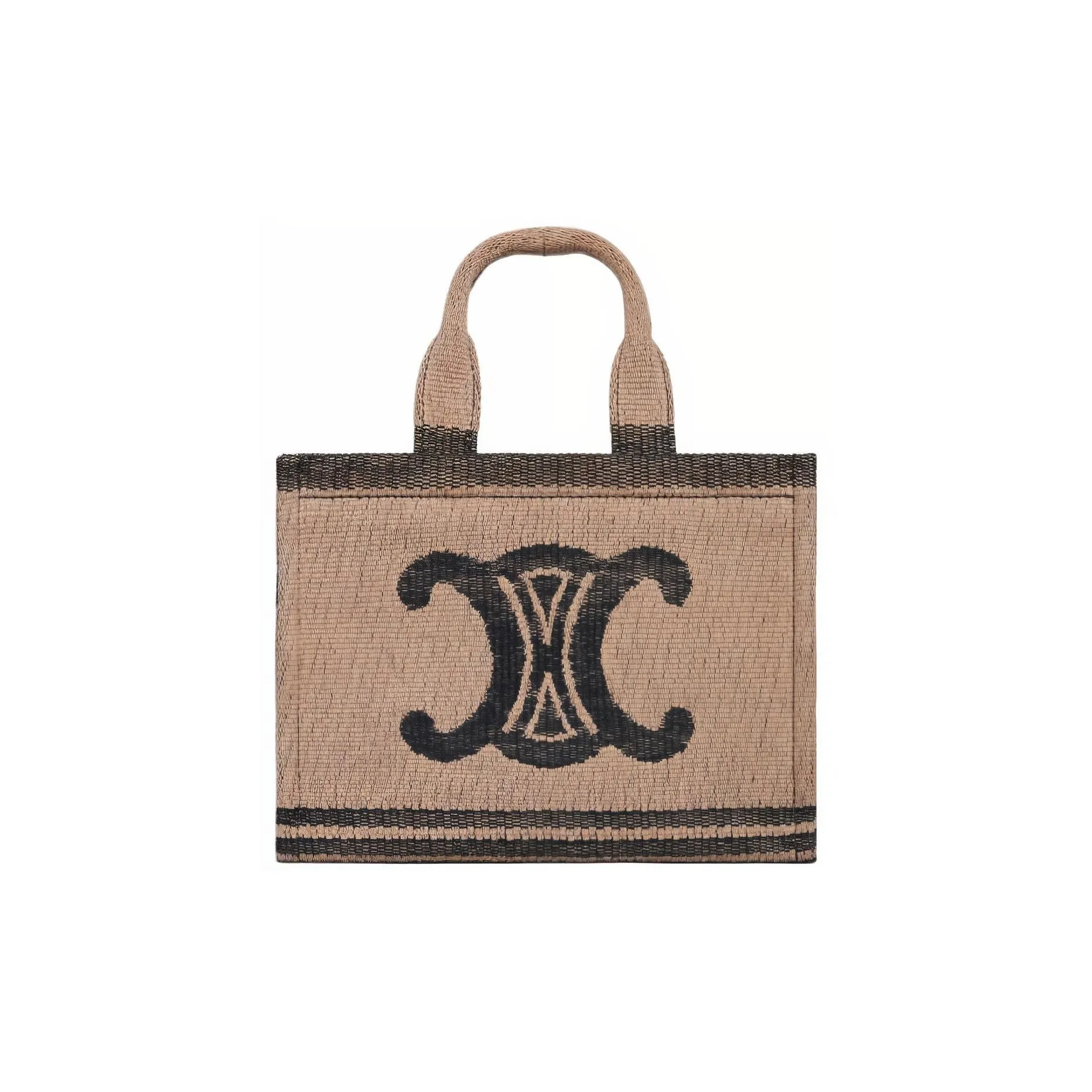 CELINE Cow Leather Tote Bag Shopping Bag Handbag Shoulder Bag Small Size Women's Beige Black