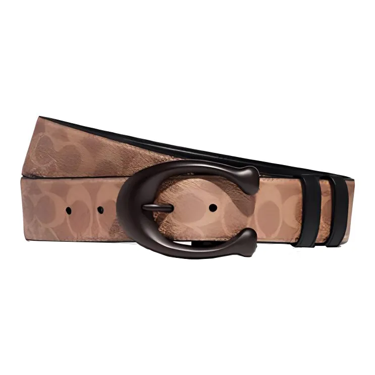 COACH Artificial Leather, Cow Leather Belts Men's Tan Width  4CM
